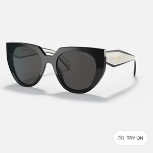PRADA Black and White Cat-Eye Sunglasses with Gold Logo